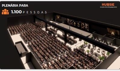 Render 3D em vista superior mostrando a distribuição das cadeiras.